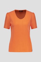 Oranje T-shirt met gewafelde structuur van Claude Arielle voor Dames