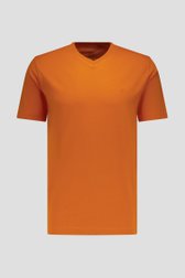 Oranje T-shirt met V-hals van Ravøtt voor Heren