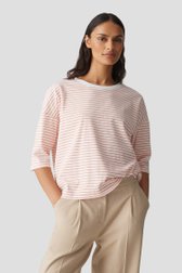 Oranje-wit gestreept T-shirt met 3/4-mouwen van Opus voor Dames