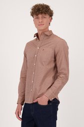 Oranjebruin hemd met fijne print - Regular fit van Ravøtt voor Heren