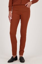 Oranjebruine stretchbroek met elastische taille van Claude Arielle voor Dames