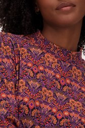 Paars-oranje T-shirt met fijn gebloemd motief van Geisha voor Dames
