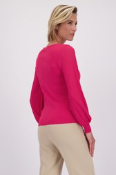 Achterkant van Paars-roze trui met lange pofmouwen  door Claude Arielle voor Dames