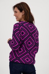 Paars truitje met navy grafische print van Signature voor Dames