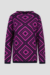Paars truitje met navy grafische print van Signature voor Dames