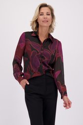 Voorkant van Paarse blouse met print door Claude Arielle voor Dames