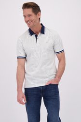 Vidéo de Polo blanc à fine print bleue de Dansaert Blue pour Hommes