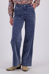 Le devant de Pantalon ample bleu en velours côtelé de Geisha pour Femmes