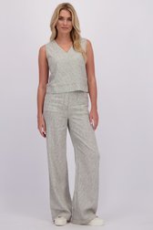 Le devant de Pantalon blanc à rayures avec jambes larges de Liberty Loving nature pour Femmes