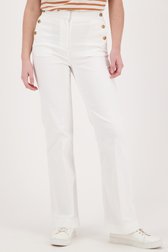 Pantalon blanc avec détails dorés - straight fit de Liberty Island Denim pour Femmes