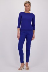 Le devant de Pantalon bleu avec taille élastique de Claude Arielle pour Femmes