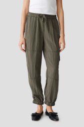 Pantalon cargo kaki avec structure froissée de Opus pour Femmes