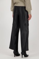 Pantalon cargo large noir à l'aspect cuir de JDY pour Femmes