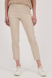 Pantalon écru avec imprimé beige - longueur 7/8 de Liberty Island pour Femmes