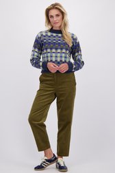 Le devant de Pantalon kaki en velours côtelé – longueur 7/8 de Libelle pour Femmes