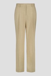 Pantalon large beige avec motif à carreaux fins	 de D'Auvry pour Femmes