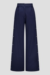 Photo produit 1 de Pantalon large bleu foncé avec boutons décoratifs de AC by Annelien Coorevits pour Femmes