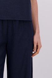 Détail de Pantalon large en lin bleu marine de Liberty Island pour Femmes