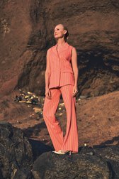 Photo supplémentaire 1 de Pantalon large rose corail à rayures de D'Auvry pour Femmes