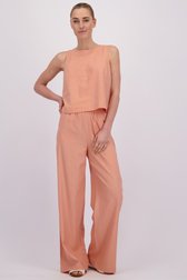 Le devant de Pantalon large saumon en lin de Liberty Island pour Femmes