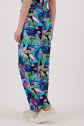 Pantalon large turquoise à imprimé tropical de Claude Arielle pour Femmes