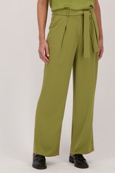 Pantalon large vert olive avec ceinture à nœud de More & More pour Femmes