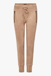 Pantalon marron en faux-daim à taille élastique de Opus pour Femmes