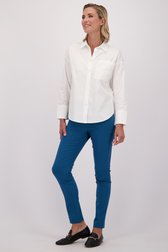 Le devant de Pantalon stretch bleu à taille élastique de Claude Arielle pour Femmes