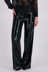 Le devant de Pantalon vert foncé à paillettes évasé de D'Auvry pour Femmes