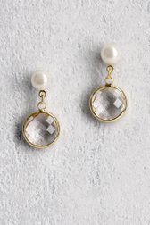 Voorkant van Pareloorbellen met ronde hanger door Liberty Island voor Dames