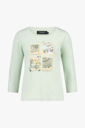 Pastelgroen T-shirt met opdruk  van Signature voor Dames