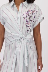 Pastelturquoise kleedje met gestreept motief van Louise voor Dames