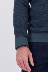 Detail van Petrolblauwe trui met opstaande kraag door Dansaert Blue voor Heren