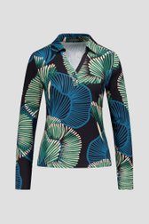 Photo produit 1 de Polo à motif géométrique bleu-vert de Claude Arielle pour Femmes