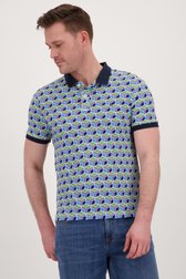 Polo à motif graphique vert-bleu de Ravøtt pour Hommes
