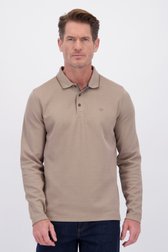 Le devant de Polo beige à manches longues de Dansaert Blue pour Hommes