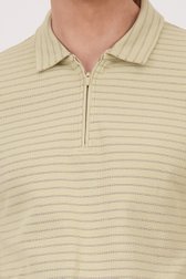Polo beige à rayures bleues avec fermeture courte  de Casual Five pour Hommes