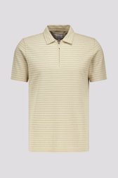 Polo beige à rayures bleues avec fermeture courte  de Casual Five pour Hommes
