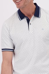 Détail de Polo blanc à fine print bleue de Dansaert Blue pour Hommes