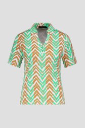 Polo blanc à imprimé orange et vert de Claude Arielle pour Femmes