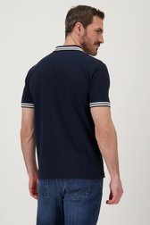 Polo bleu à fermeture éclair et rayures blanches de Upper East pour Hommes