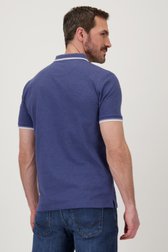 Polo bleu avec boutons et rayures blanches de Upper East pour Hommes