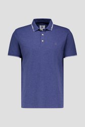 Polo bleu avec boutons et rayures blanches de Upper East pour Hommes