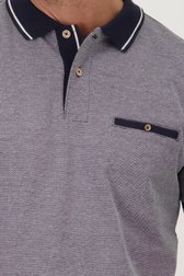 Polo bleu foncé à col rayé de Dansaert Blue pour Hommes