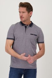 Polo bleu foncé à col rayé de Dansaert Blue pour Hommes