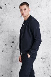 Polo bleu foncé en tissu texturé de Casual Five pour Hommes