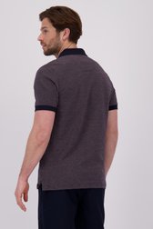 Polo bleu marine avec motif fin blanc-orange de Ravøtt pour Hommes