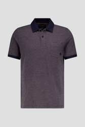 Polo bleu marine avec motif fin blanc-orange de Ravøtt pour Hommes