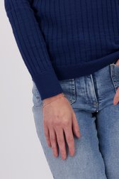 Polo côtelé bleu foncé de AC by Annelien Coorevits pour Femmes