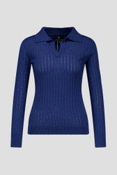 Polo côtelé bleu foncé de AC by Annelien Coorevits pour Femmes